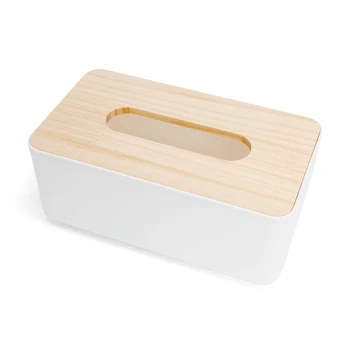 

Tissue Box Dispenser Wooden Cover Paper Storage Holder Napkin Case Organizer for Home Office KTV Hotel Car
