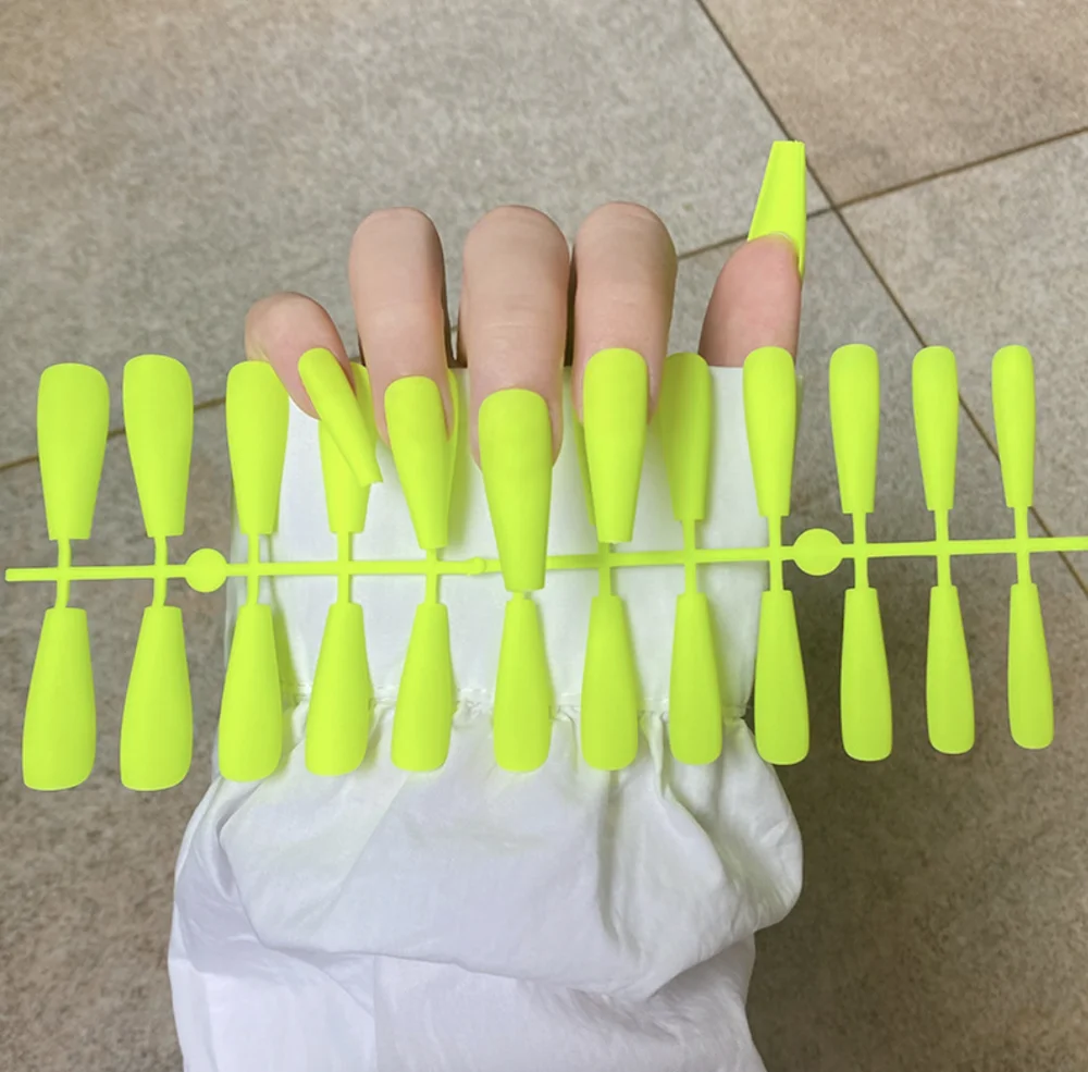 Solid Color Matte Super Long Coffin False Nail Ballet Press on Nails Tips for Nails Art Artificial Fingernails Fake