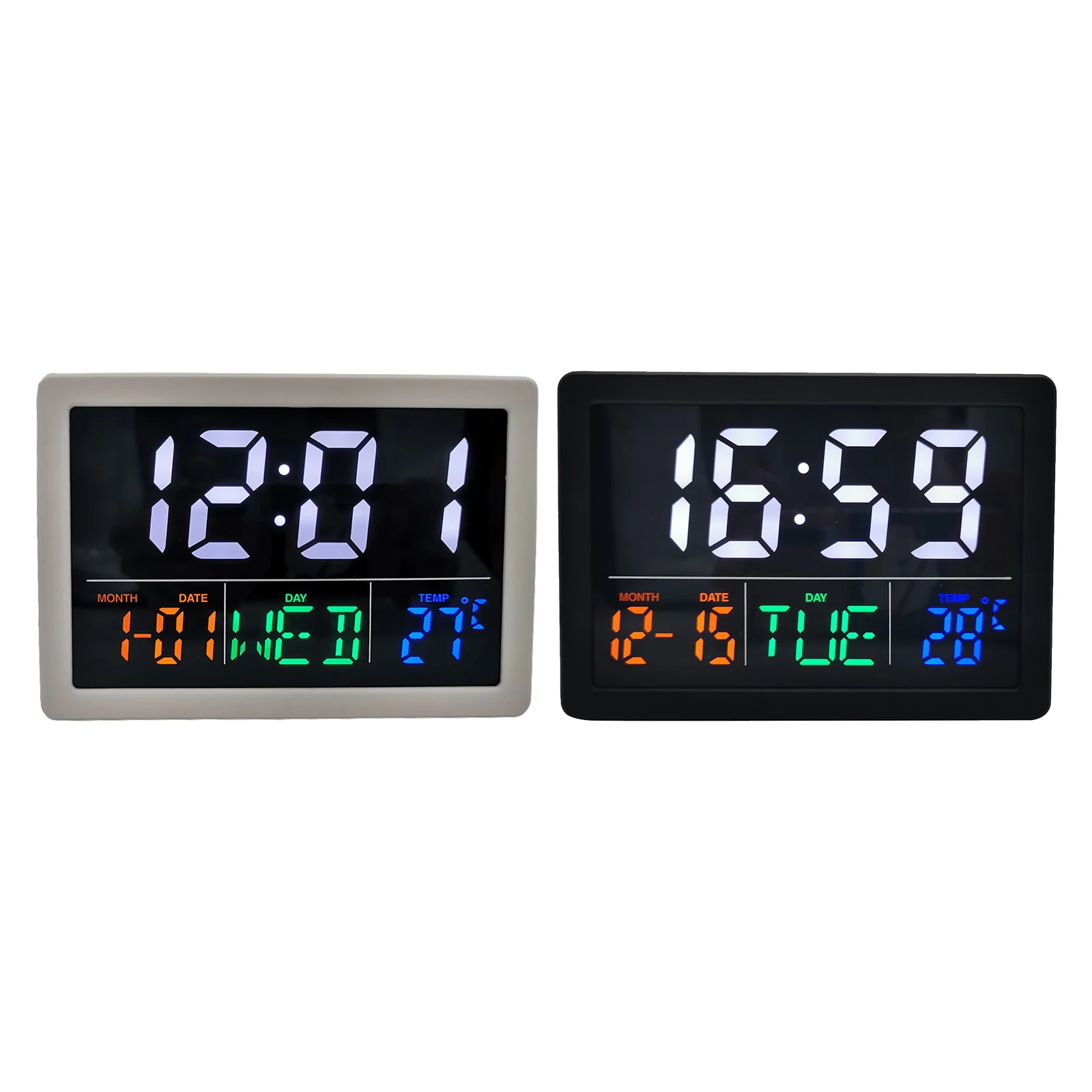 Digital Alarm Clock Time Temperature Date Humidity Display Bedside Clock -10～+50℃ Range Study Decors Gift for Family