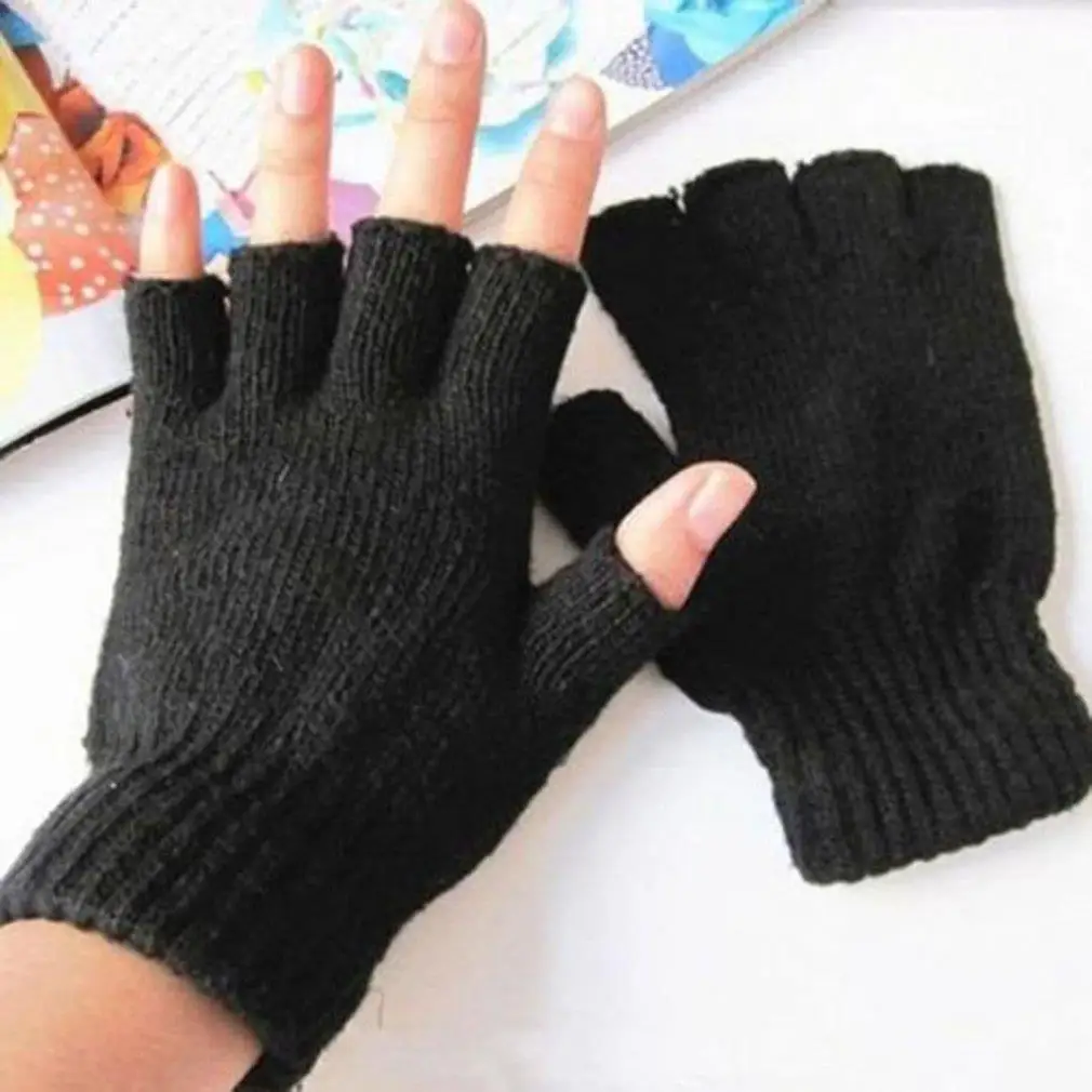 Tanio 1 para czarne pół palca rękawiczki bez