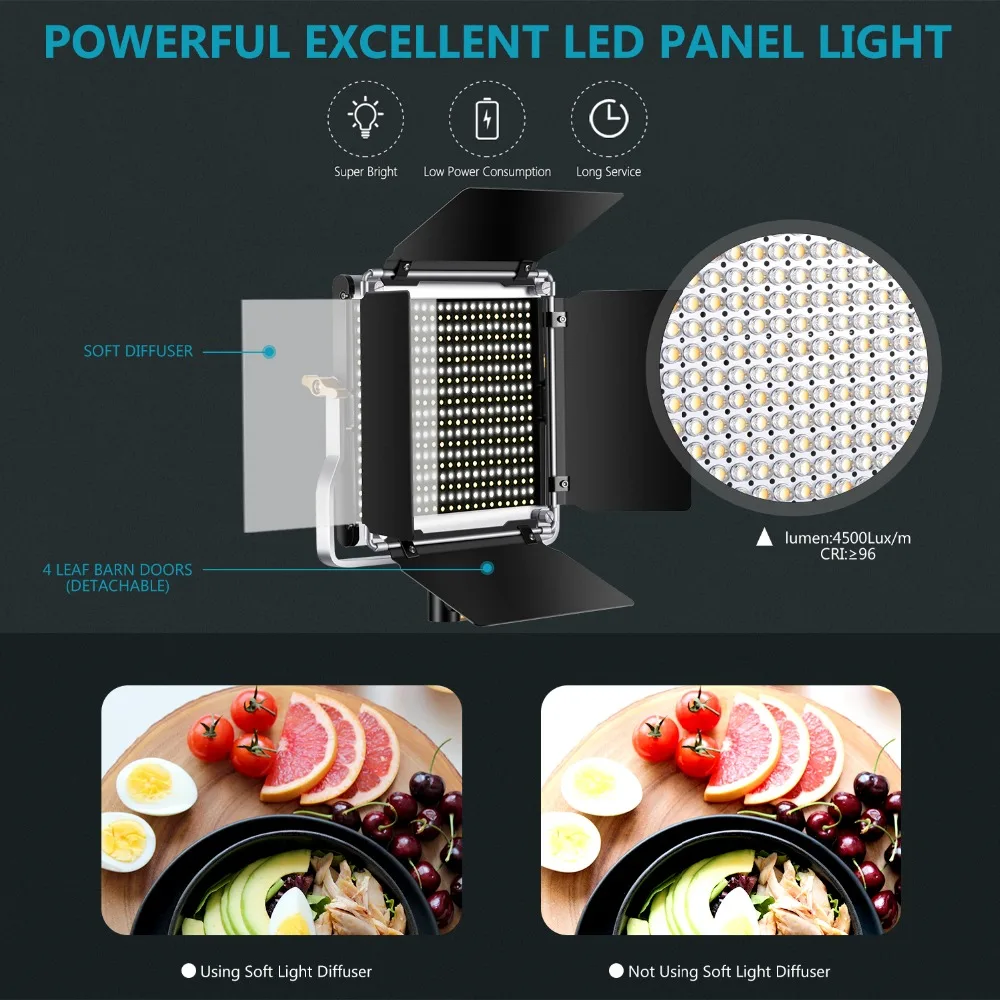 Neewer Dimmable bi-цвет 500 светодиодный видео свет с Barndoor, U кронштейн и сумка для студии, YouTube наружная видео Фотография