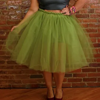 

Plus Size Women Skirts African Tea Length Tulle Illusion Prom Party Skirts