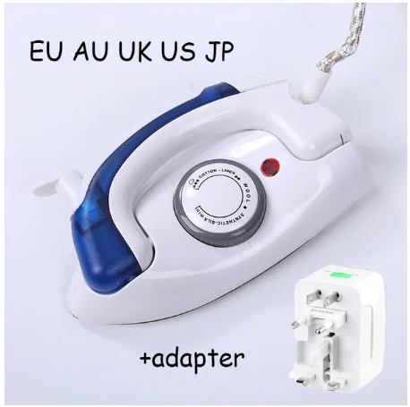 With adapter Мини Складной электрический паровой утюг для одежды, 3 шестерни, отпариватели для одежды, ручные электрические утюги для домашнего путешествия - Цвет: With adapter
