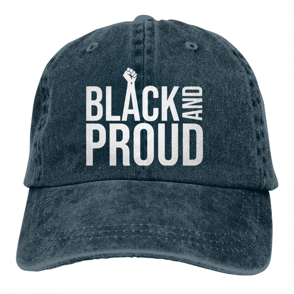 Черный и горд Casquette темно-синий унисекс Мужские Женские джинсовые бейсболка с ремешком кепки Регулируемый Гольф папа шляпа