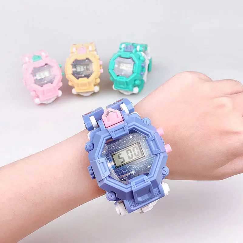 Пластиковый водонепроницаемый Робот детские часы игрушки для детей на день рождения Рождественский подарок для мальчиков детские часы horloge elsa