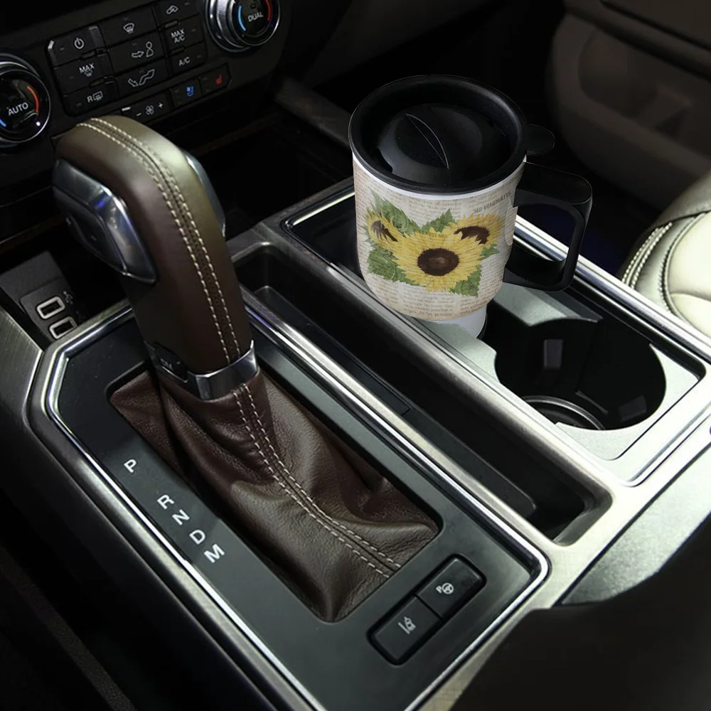 Старая газета, Подсолнух, кофейная кружка для путешествий, черные кофейные кружки, кофейные кружки, забавные, нержавеющая сталь, герметичный, Черный стакан Gradu