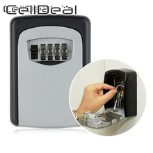 Color Key Lock Box Wall Mounted Aluminum Alloy Key Safe Box Weatherproof 4 Digit Combination Key Storage Lock Box Indoor Outdoor