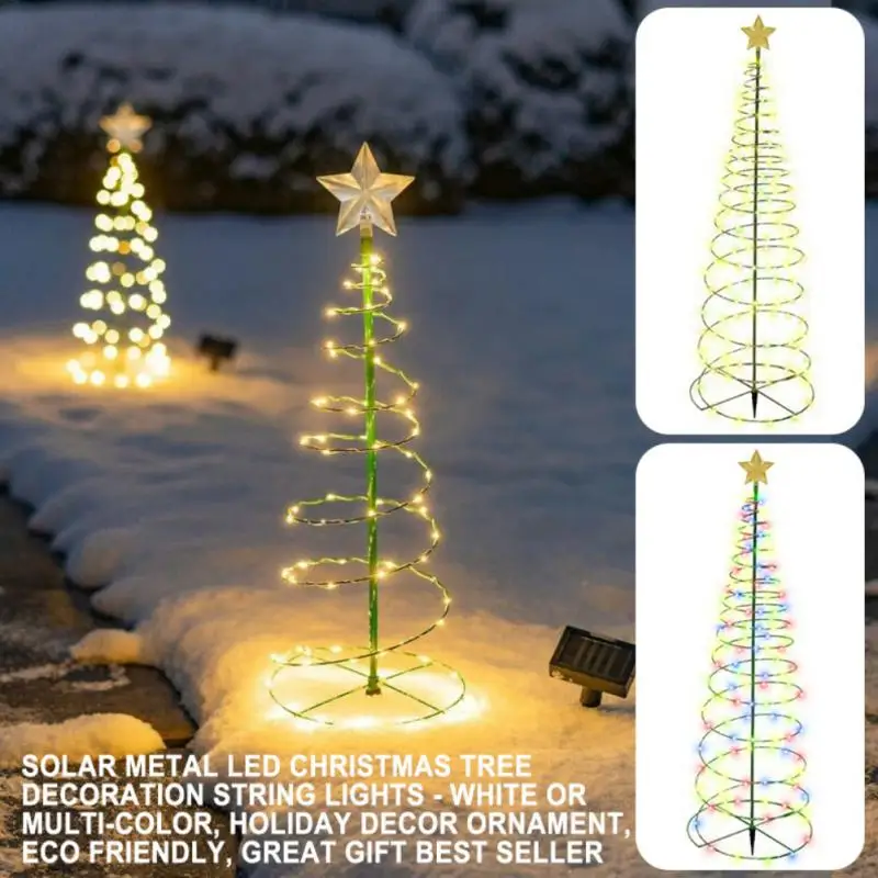 LED Spiral Christmas Tree Set RGB Color Outdoor Lights Yard Xmas Party Decor 