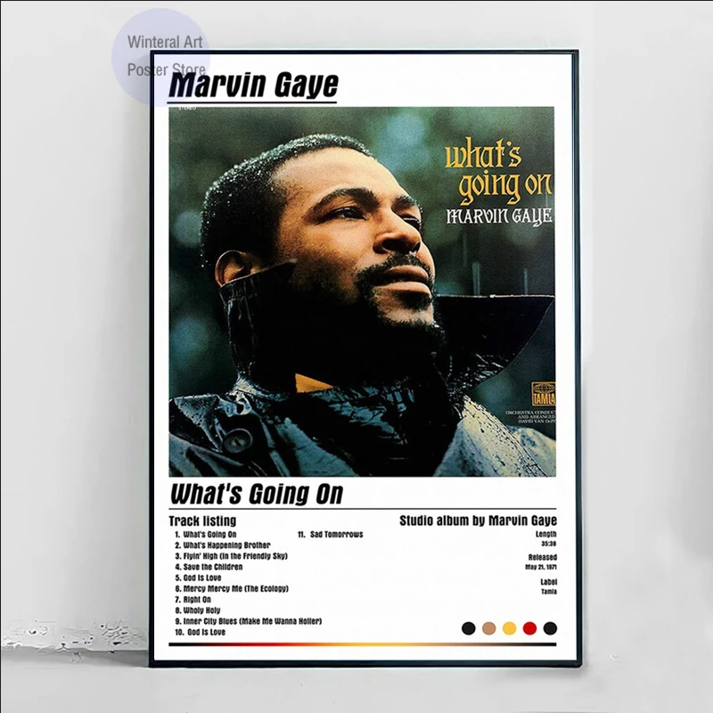 MT630 Marvin Gaye What's Going On Pop Music Обложка альбома настенное Искусство Картина на холсте
