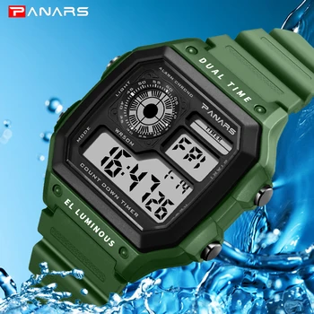 

PANARS Brand Men Sports Watches Fashion Chronos Countdown Mens Waterproof LED Digital Watch Man Military Clock Relogio Masculino