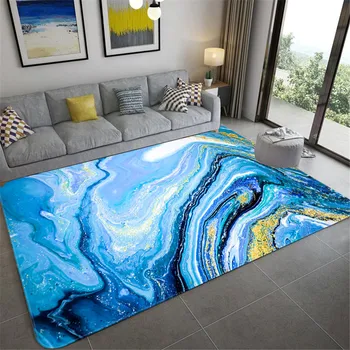 

Abstract Blue Marble Carpet 3D For Living Room Nordic Style Rug Bath Mat Mat Table Absorption Rectangle Water Floor Chair Beside