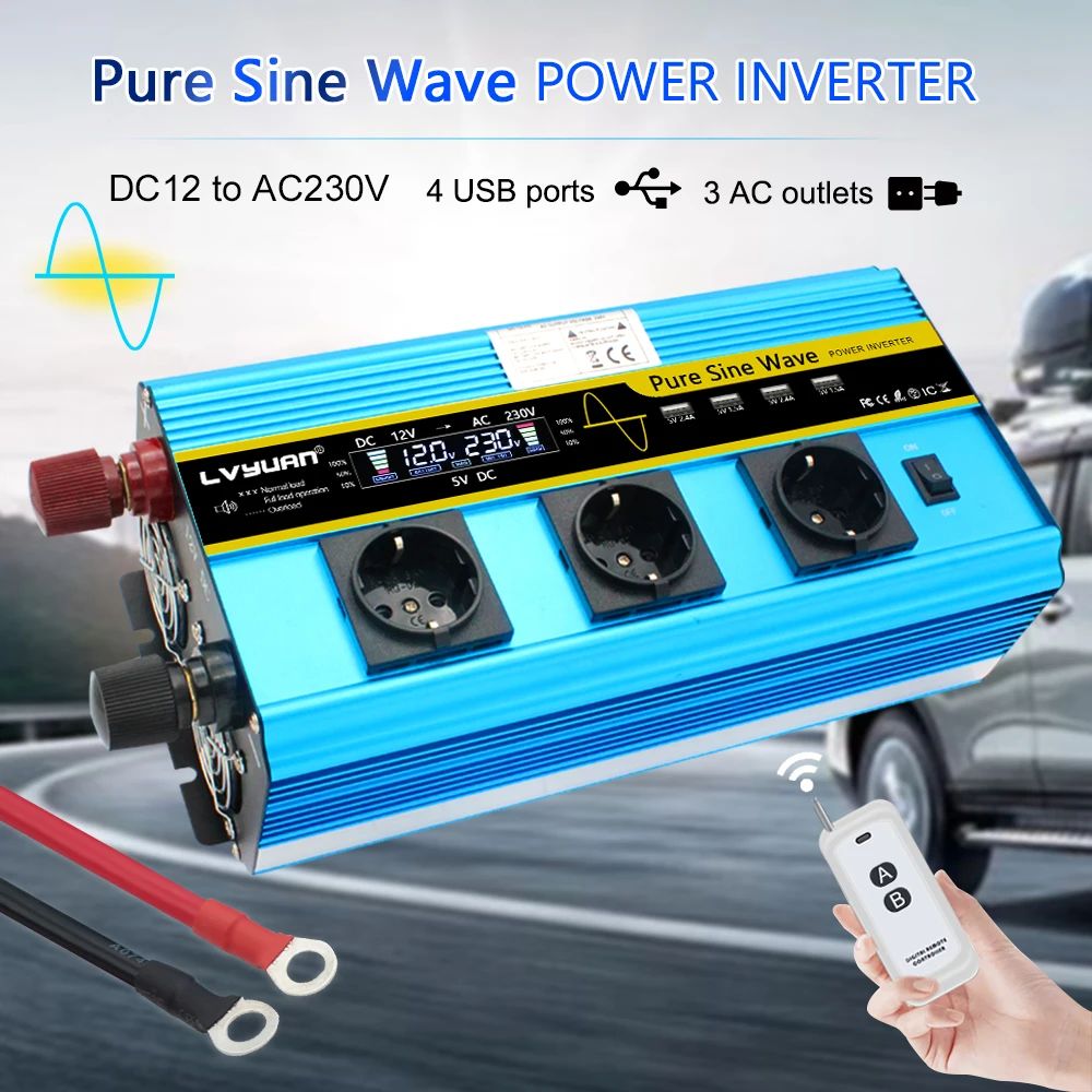 Inverter Di Potenza 12000W 12V 220V Inverter Per Auto A Onda Sinusoidale Pura Inverter Wireless Solar Senoidal Pura Inversor Convertidor 12V 220V