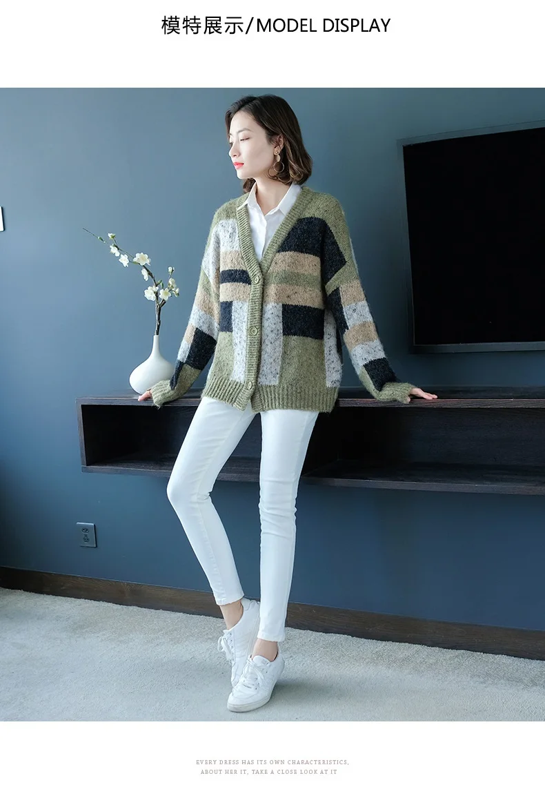 Vintage Fashion Women Cardigans V-Neck Casual Women Sweater Korean Style Knitted Women Spring Clothes sueter mujer 1103-125