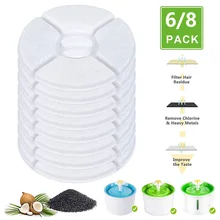 

6 - 8 Pcs of Activated Carbon Replacement Filters Pet Fountain Automatic Flower Charcoal Filters Dispenser Compatible Cats Dogs