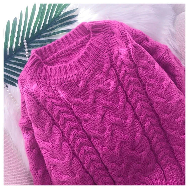 Mooirue осень женский Повседневное розовый вязаный свитер, свободный свитер Feminino Розово-серый трикотаж