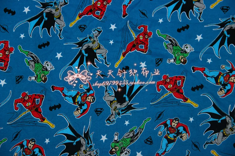 Милый мультфильм Бэтмен Супермен вязаное лоскутное изделие из хлопчатобумажной ткани швейная одежда для мальчиков футболка пижамы ручной работы текстиль подарок