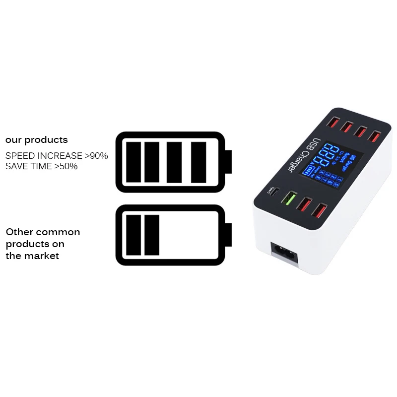 8 Usb порт мульти быстрое USB зарядное устройство для Xiaomi для Iphone 11 Pro несколько USB телефон зарядная станция usb-хаб зарядное устройство светодиодный дисплей