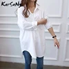 Women's White Shirt Oversize Cotton Femme Tops Plus Size 5XL Long Shirts For Women White Blouse Spring Long Sleeve Tunics Women 2