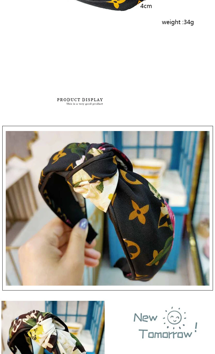 ladies headbands for short hair New Cartoon Mickey Knotted Print Headband Fashion Wide-brimmed Fabric Hairpin High-end Print Hair Accessories Female headband mini hair clips