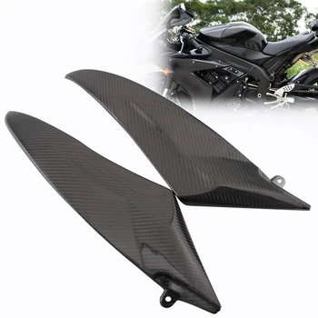 

Black Real Carbon Fiber Motorcycle Gas Tank Side Cover Panel Trim Fairing Cowl Accessories For YAMAHA YZF R6 2006-2007