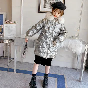 

Winter New Children Hooded Thicker Warm Glossy Down Coat Kids Windproof Snow Wear Outerwear cottonJackets For girls boys 4-12Yea