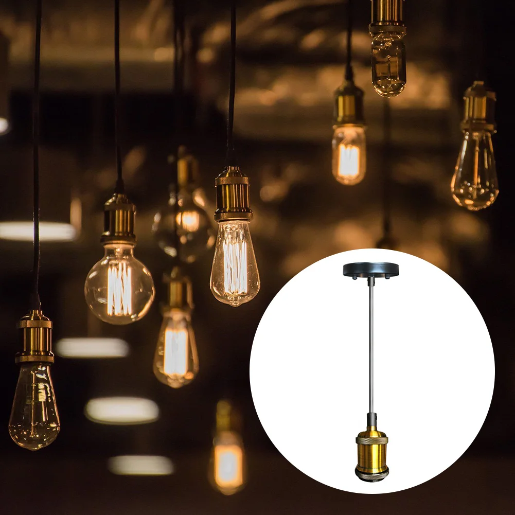 

Light Living Room Bronze Fitting Ceiling Home Vintage Hanging Metal Lamp Holder Pendant Socket Retro For E27 Screw Bulbs