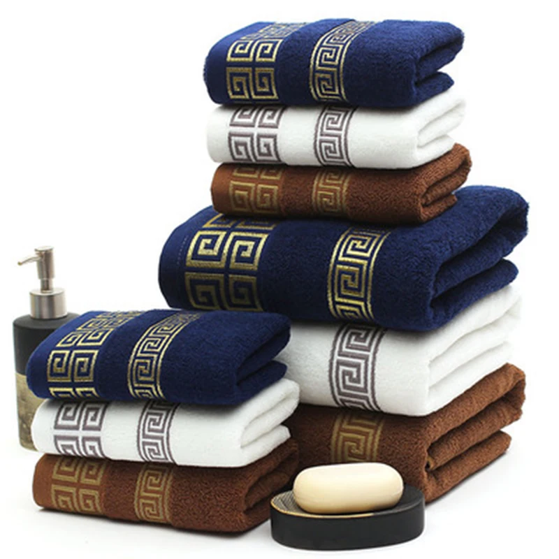 

Luxury Premium Bath Towel Golden Thread Embroidery Cloud Pattern Orient Style 100% Combed Cotton Sauna Shower Beach Towels