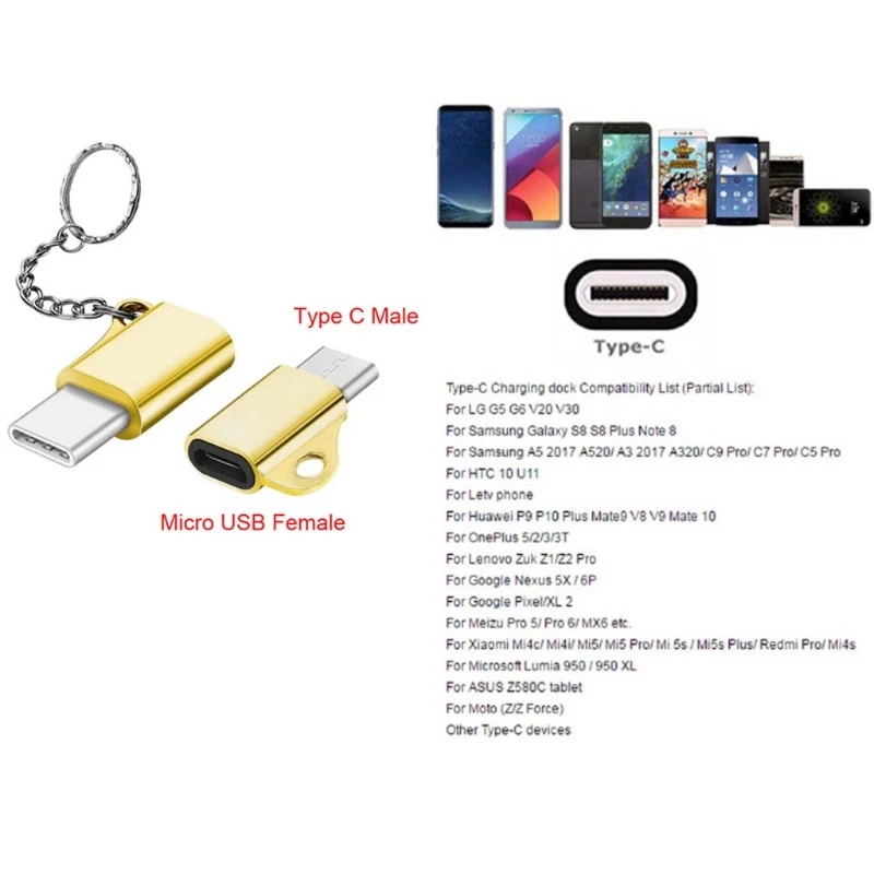 USB C 3,1 type C Мужской к Micro USB Женский конвертер Соединительный брелок для huawei ZTE Xiaomi samsung oneplus телефон
