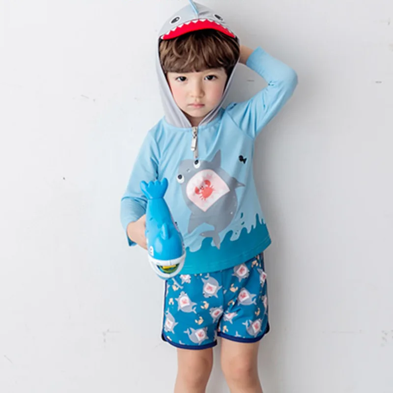 

Hooded KID'S Swimwear Baby Split Type Set Swimming Trunks Sun-resistant Quick-Dry College Style BOY'S Boy Big Boy Swimwear