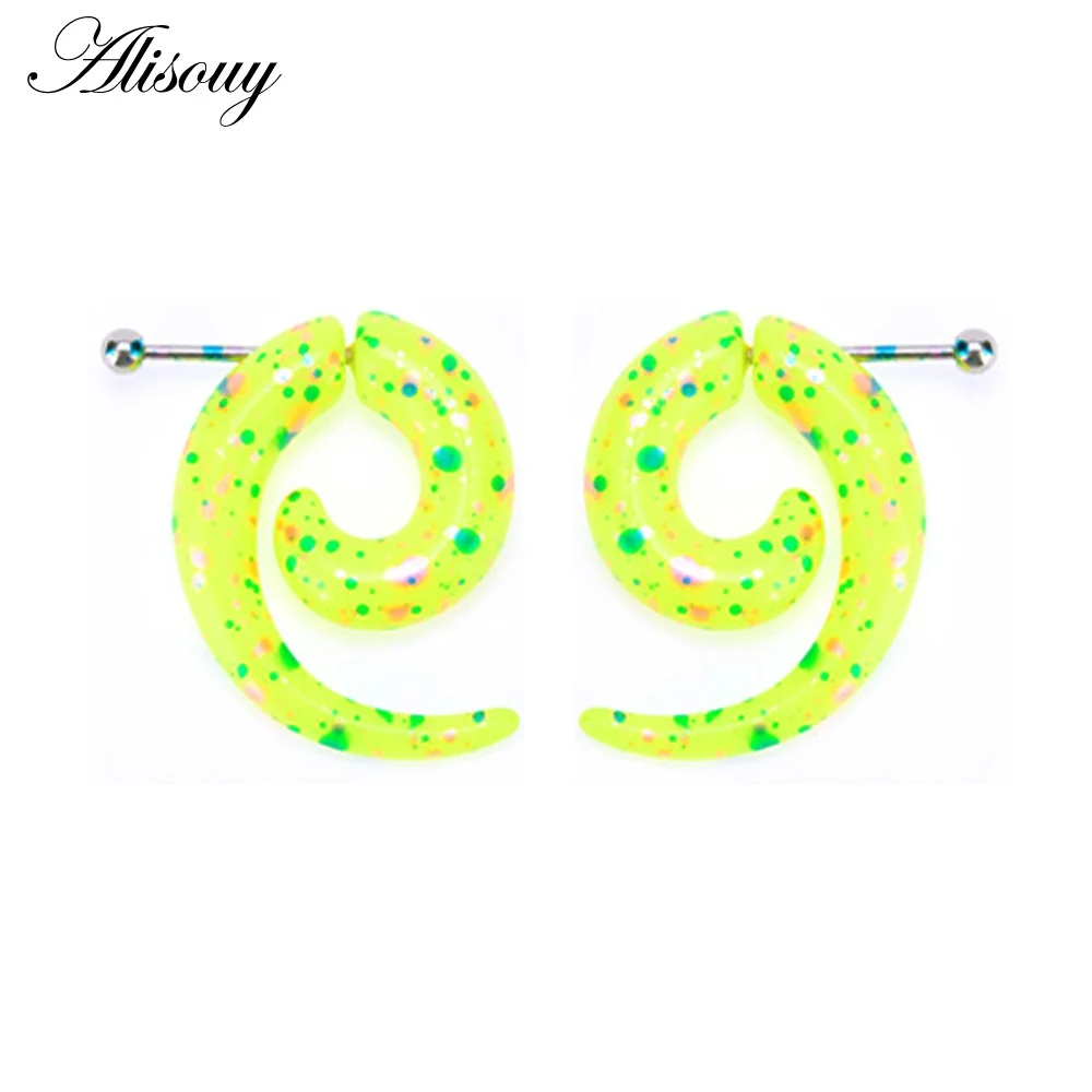 203m Light Green Alisouy 2 шт Поддельные Туннели уха акриловые накладные серьги хряща пирсинг уха расширения тела ювелирные изделия уха пробки и Туннели пирсинг - Окраска металла: 203m Light Green