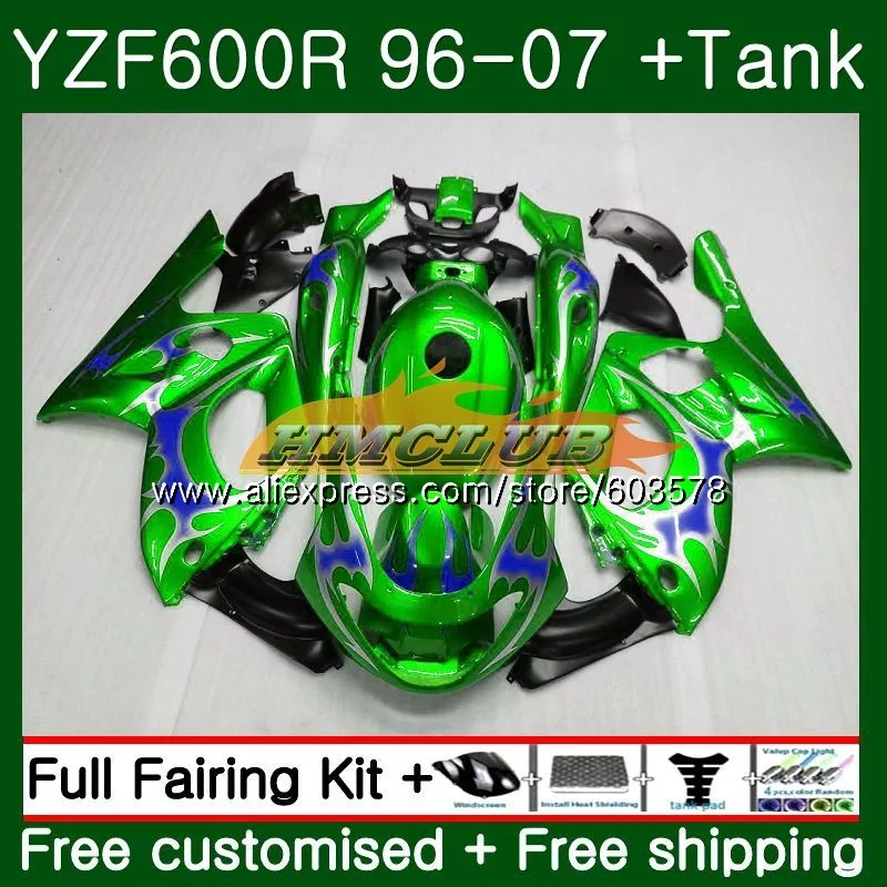 Корпус для YAMAHA Thundercat YZF 600R YZF-600R 1996 2007 52CL. 44 YZF600R 96 97 98 99 00 01 02 03 04 05 06 07 Металл Зеленый обтекатель