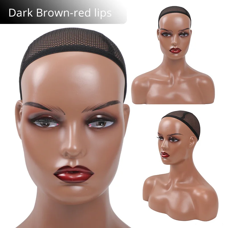 Realistic Female Mannequin Head With Shoulder Manikin Head Bust For Wigs Beauty Accessories Display Model Wig Heads