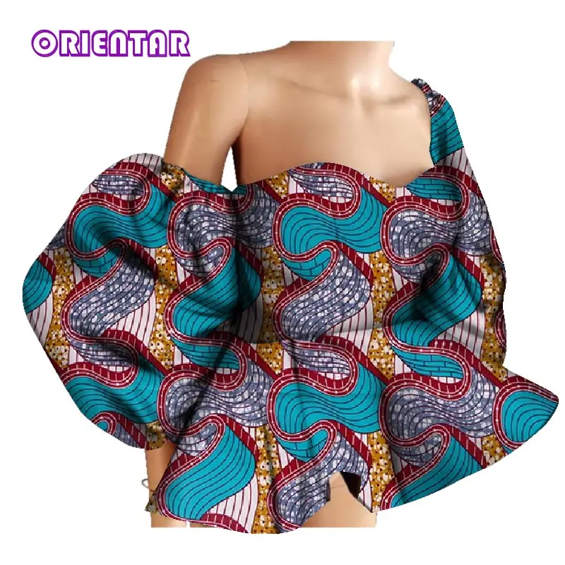 New Cotton Women Shirts African Wax Draped Print Shirts for Women Bazin Riche Patchwork African Style Clothing WY3397 - Цвет: 14