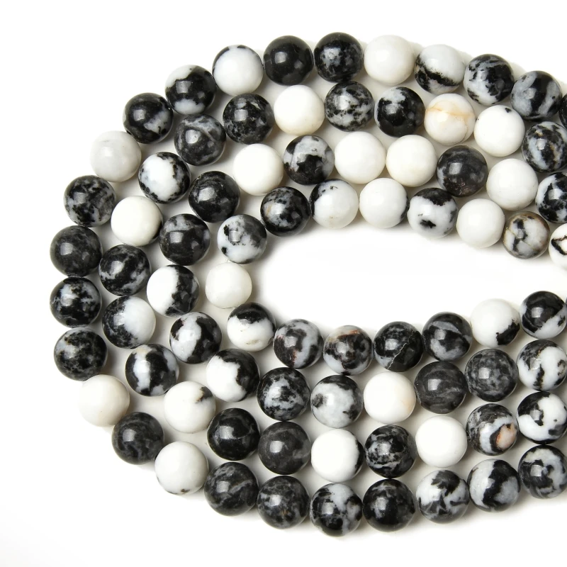 

Factory price Natural zebra Jasper Round Loose Beads 15" Strand 4 6 8 10MM Pick Size For Jewelry Making and design free shipping