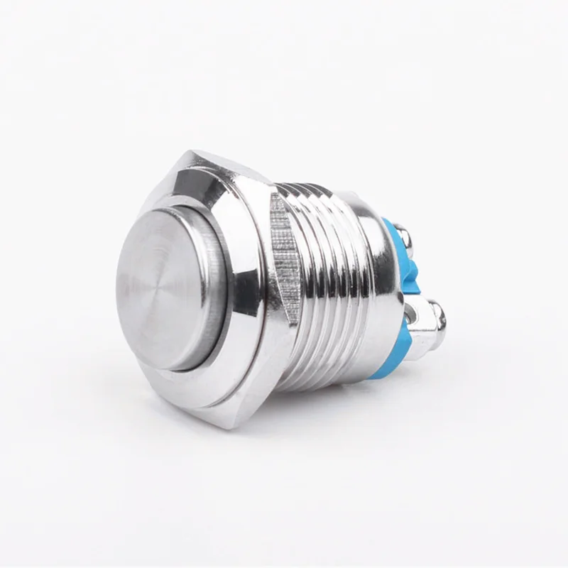 16mm Metal Push Button Switch IP67 Nickel plated brass press button Self-reset/Self locking 1NO High Flat domed Round Momentary