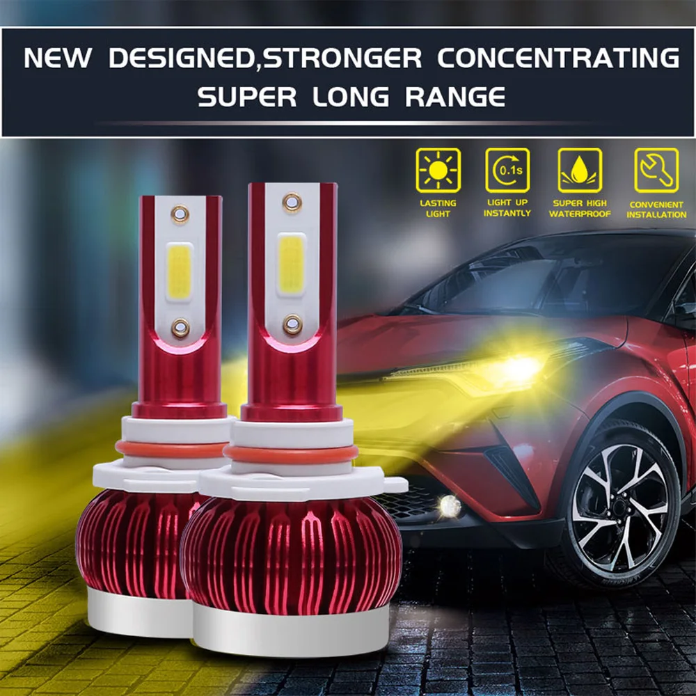 

new 2pcs H1 DOB LED Car Headlights 8000LM High / Low Beam Bulbs 6000K Cold White Lamps aviation aluminum Car Headlight