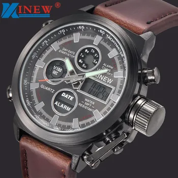 

Luxury Mens Quartz Watches Waterproof Sport Military Army LED Watches Analog Stainless Steel/Leather Band Wrist Watch relogio