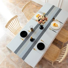 Plaid Decorative Linen Tablecloth With Tassel Waterproof Oilproof Thick Rectangular Wedding Dining Table Cover Tea table cloth