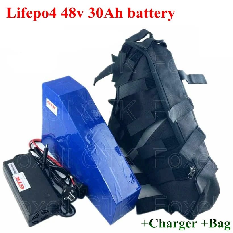 48v 30Ah lifepo4 аккумулятор треугольник для электрический скутер велосипед 500w 1500w Мотор 48v литиевый 2000w+ 58,4 V 5A зарядное устройство