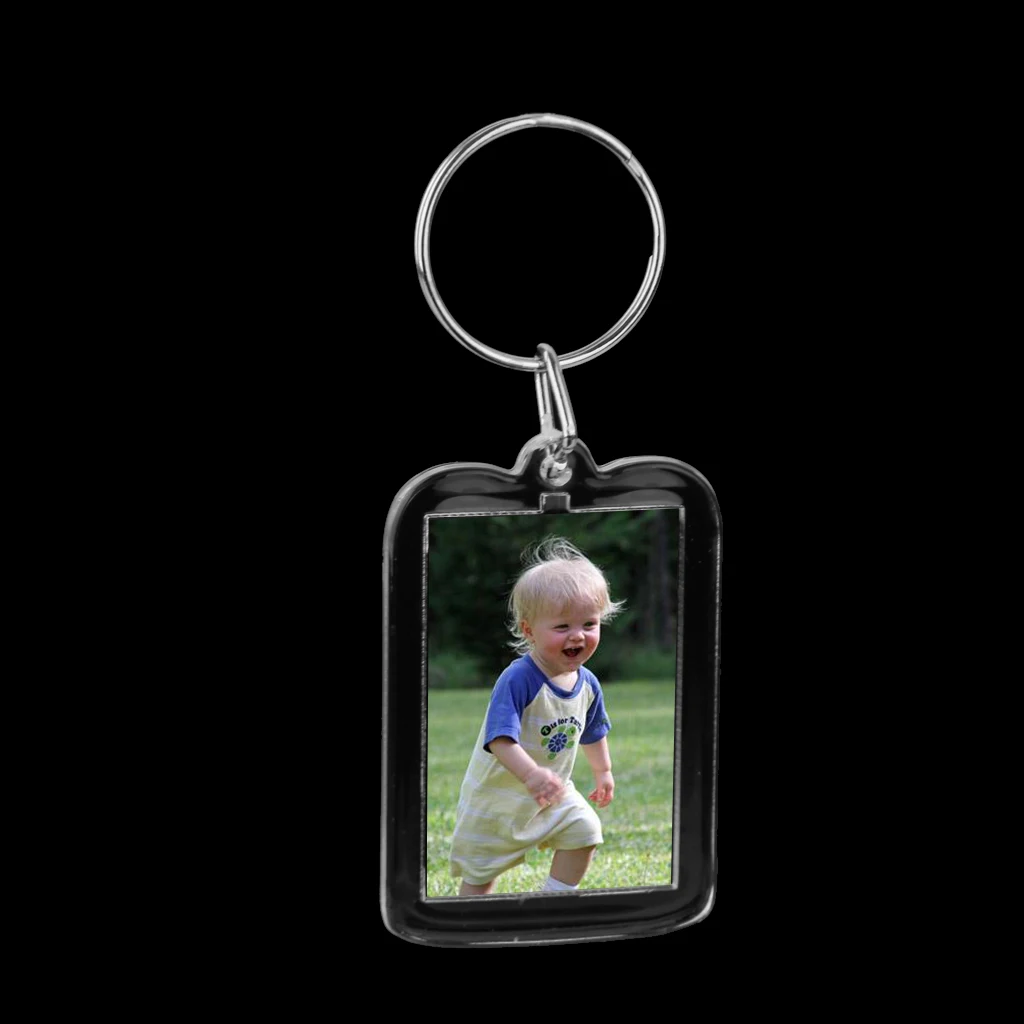 3.3x5cm Rectangle Blank Clear Photo Snap-in Keychain Pack of 10
