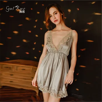 

Women's Sexy lingerie suit Lace braces skirt nightdress Nightgown seduction Babydolls Chemises sexy underwear home clothing