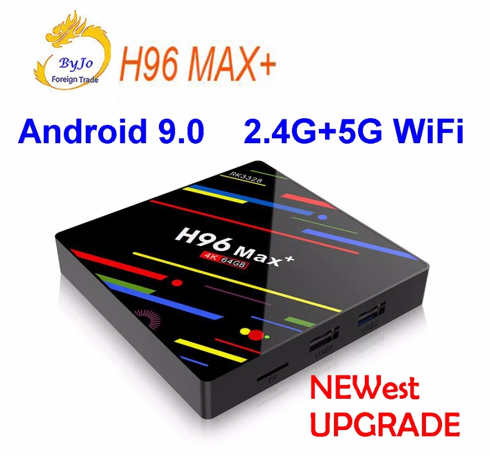 

Newest H96 Max+ Android TV Box Android 9.0 2.4G 5G WiFi Iptv 4K box 4G 64G or 4G 32G or 2G 16G Voice GROS control RK3328