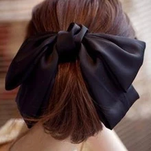 Корейский атласный большой двойной Бант Шпилька конский хвост аксессуары для волос для женщин ручной работы бант заколка для волос женский галстук для волос головной убор