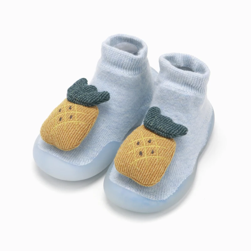 Детские носки обувь для малышей Нескользящие хлопковые тапочки носки клубника Терри резиновая утолщенная обувь для малышей носки для малышей