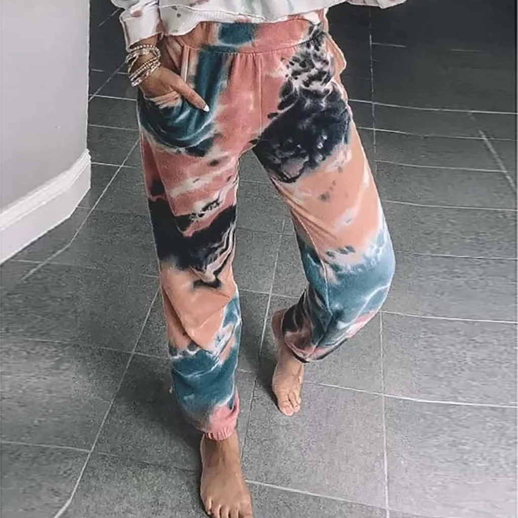 Женские спортивные брюки-Капри с завышенной талией радужные джоггеры