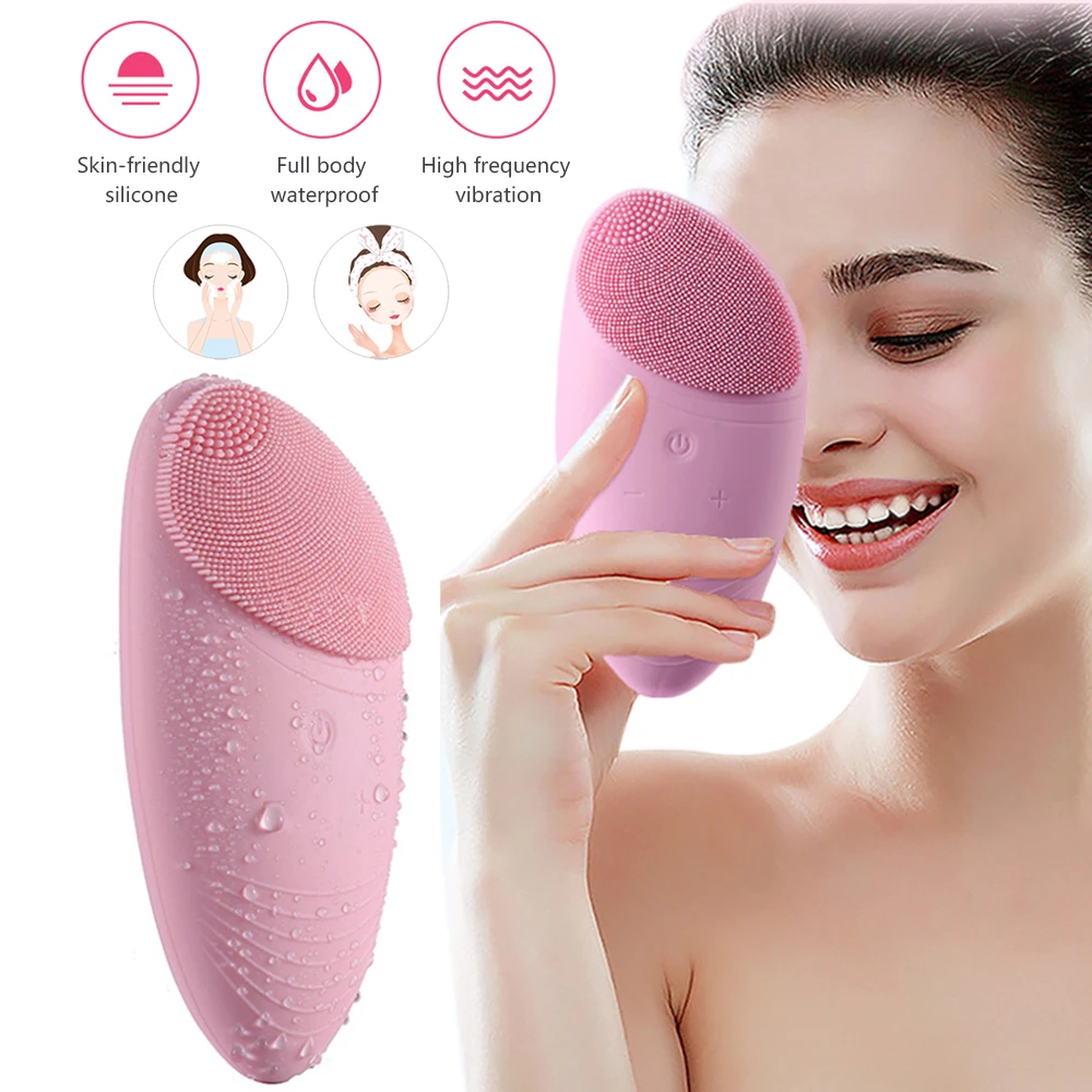 

Vibration Mini Face Cleaner Facial Cleansing Brush Silicone Deep Pore Cleaning Electric Waterproof Massage for Women