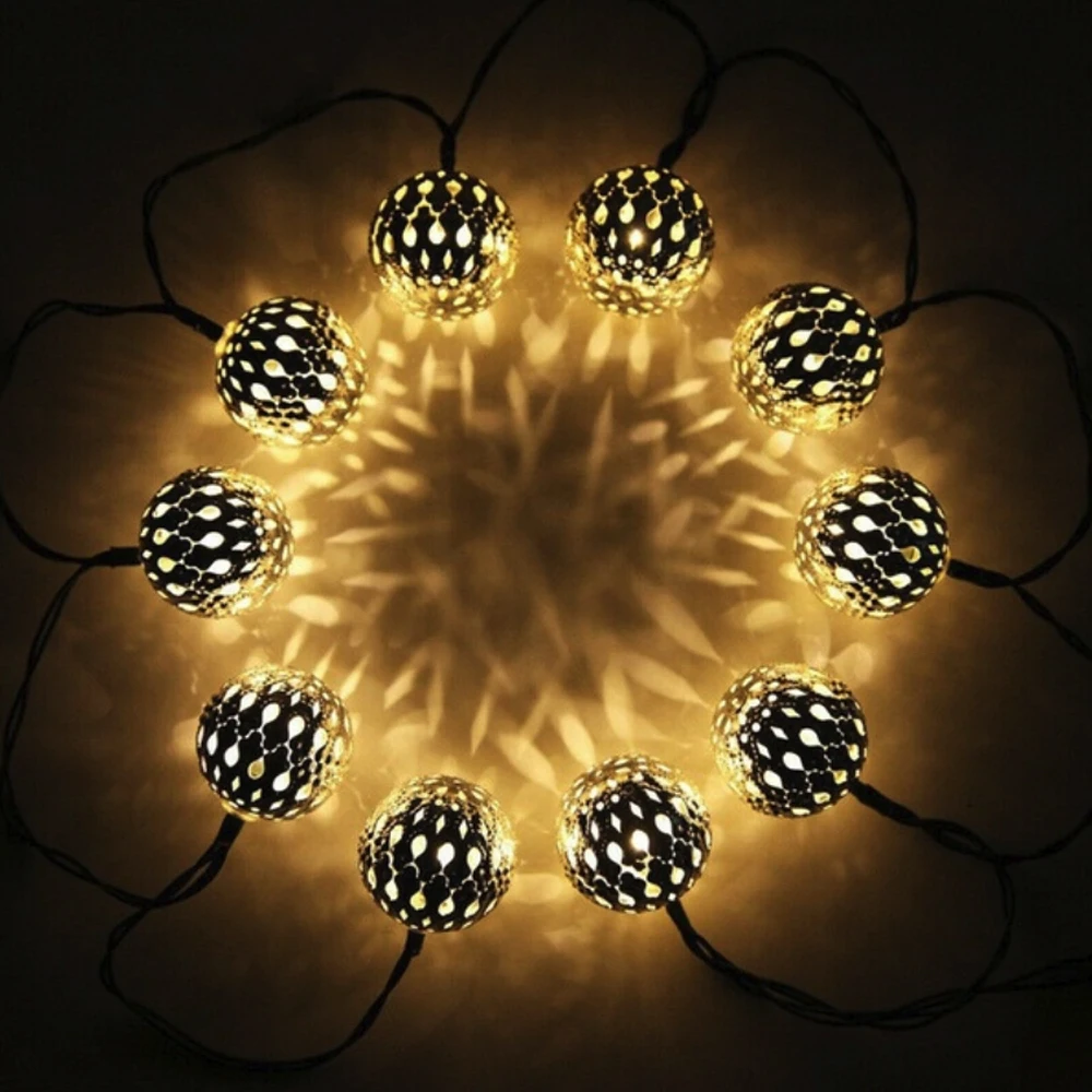 

Moroccan Ball Lights String Beautiful Creative Celebration Xmas Party for Garden with Battery Box Home Decoration Birthday