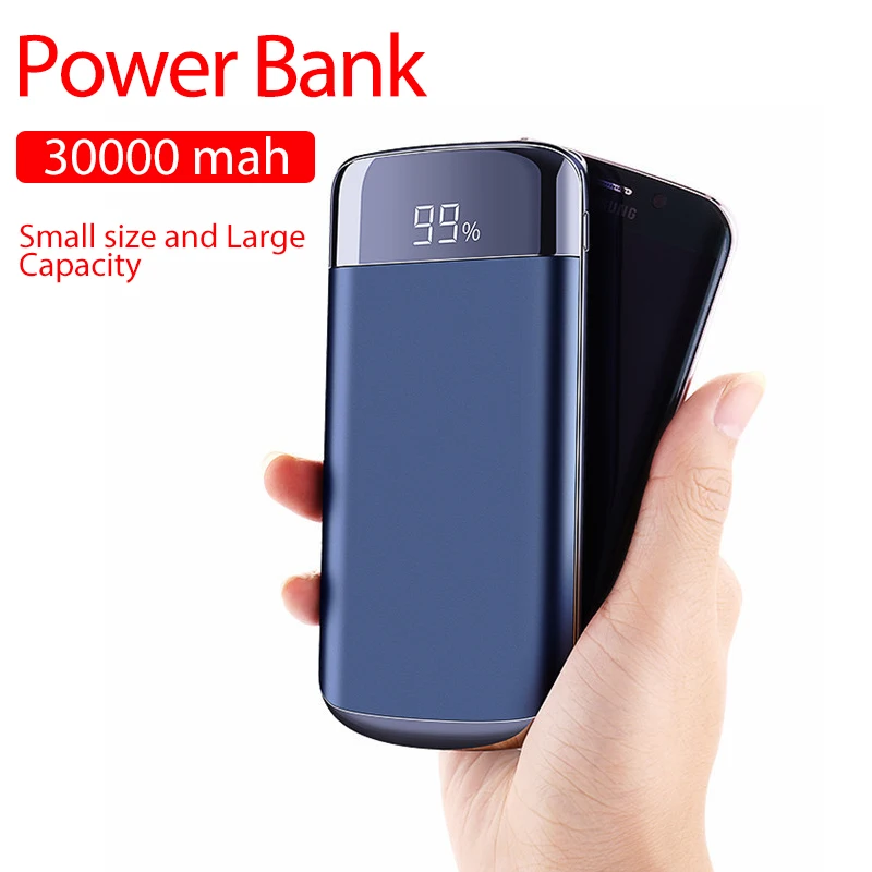 Двойной USB 30000mah светодиодный внешний аккумулятор портативный мобильный телефон