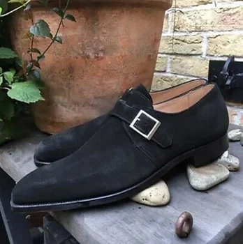

Men Shoes High Quality Suede Leather New Fashion Stylish Design Dress Shoe Casual Formal Monk Strap Shoe Zapatos De Hombre HB032