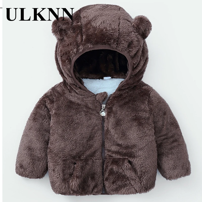 

ULKNN 2020 New Children'S Plush Coat For Girl Kids Boy Winter Jacket Cute Plus Velvet Warm Zipper Hooded Baby Clothes
